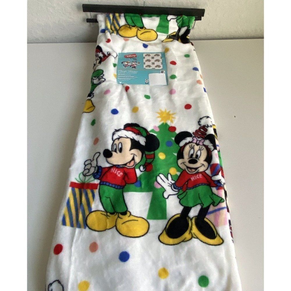 Disney Mickey‎ Minnie Mouse Christmas Tree Soft Plush Throw Blanket 50x70” Retro